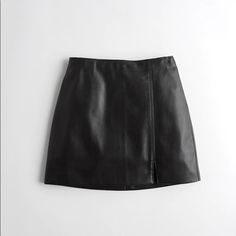 Brand New Black Leather Skirt Billie Eilish Concert Outfit, Black Mini Skirt Outfit, Leather A Line Skirt, Black Leather Mini Skirt, Black Leather Skirt, Gingham Skirt, Miniskirt Outfits, Women's Bottoms, Black Leather Skirts