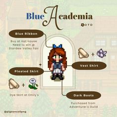 an info sheet for the blue acadenia game, with instructions on how to use it