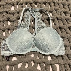 Brand - Victoria Secrets Size - 32b Color - Light Blue Condition - I Have Never Worn This Bra So It Is Basically Brand New Material - 100% Polyamide New Without Tags 2 New Material, Push Up Bra, Blue Lace, Bra Sizes, Color Light, Women's Intimates, Push Up, Light Colors, The Secret