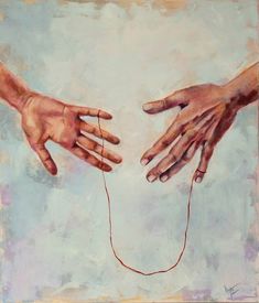 Cette œuvre représente deux mains reliées par un fil. This Artwork is about love, connection, relationships... man and woman, about necessity to be together. Zestaw Ikon, Romance Art, Tableau Art, Ap Art, A Level Art, Romantic Art, Ethereal Art, Hand Art, Love Painting