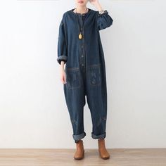 BF Style Single-Breasted Womens Dungarees Fashion Denim Overalls    #overalls #denim #jeans #Dungarees #jumpsuits #loose #fashion #amazing #style Jumpsuit Pants, Jumpsuit Casual, Cotton Jumpsuit, Jumpsuit Online, Cuffed Pants, Plus Size Jumpsuit, Cotton Coat, Clothes Style, Casual Jumpsuit