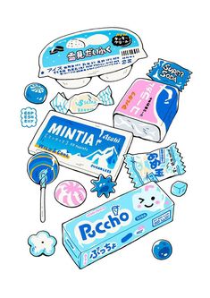 an assortment of candy and candies on a white background with the caption's name