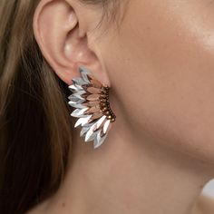 Refined and sophisticated, the Rose-gold Silver Small Wing Earrings put a boho-chic spin on your usual formal accessories. These angel wing earrings show off rose gold and dark silver-toned beads arranged in the shape of a butterfly or angel wing, adding personality and luxury to your nightly attire. Size: Length: 2''/ Width: 1'' Silver Copper Earrings For Party, Small Wing, Fall 23, Formal Accessories, Angel Wing Earrings, Winter Inspired, Wing Earrings, Rose Earrings, Rose Gold Earrings