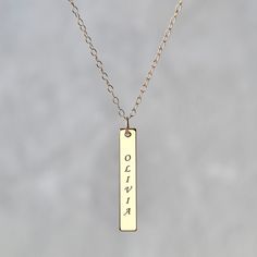 Please take a look at the 3rd photo of each listing. Here you can choose a sample font for your future jewelry. Create a unique gift. Design can be personalized with your names, initials, dates, coordinates or messages.   This necklace is a wonderful gift for a birthday, anniversary, wedding, etc. I use high quality laser engraving. You can be sure that the jewelry will be beautiful. This is the best gift you can find! H O W      T O      O R D E R: 1st step: Choose FINISH AND ENGRAVING 2nd step:  Choose Necklace LENGTH and FONT 3rd step: Just let me know all personalization information E X A M P L E : - Front:  BRITTANY - Back: 09/23/2018 or X * XVII * MCMXCVI Surrender to your imagination! C H A R A C T E R      L I M I T: - NAME or MESSAGE: 15 (including spaces and symbols) - COORDINATE Minimalist Customized Jewelry For Personalized Gift, Minimalist Name Jewelry For Personalized Gift, Minimalist Nameplate Jewelry For Personalized Gift, Minimalist Personalized Nameplate Jewelry, Customized Everyday Rose Gold Jewelry, Valentine's Day Nameplate Jewelry With Engraving Option, Minimalist Customizable Nameplate Jewelry, Everyday Rose Gold Name Jewelry, Minimalist Custom Name Jewelry As Gift