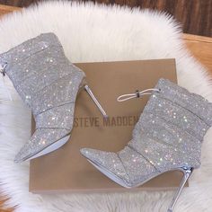 Women’s Size 7.5 Diamond/ Studded Cloak Rhinestone High Heel Ankle Boots. So Pretty. Perfect Condition. Comes With The Box. Silver. High Heel Ankle Boots, Madden Boots, Rhinestone High Heels, Shoes Steve Madden, Steve Madden Boots, Heel Ankle Boots, High Heel Boots Ankle, Cloak, Steve Madden Shoes