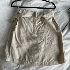 Never Worn Massimo Dutti Linen Summer Skirt Size 8 Belted Mini Skirt For Day Out, Beige Cargo Skirt For Spring Workwear, Spring Workwear Belted Cargo Skirt, Beige Skort For Workwear In Spring, Beige Mini Skirt For Spring Workwear, Beige Skort For Spring Workwear, High Waist Flowy Mini Skirt For Workwear, Chic Belted Skort For Work, Chic Midi Flowy Skort