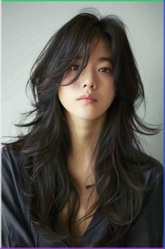 How to Cut Your Own Split Ends at Home Long Hair With Layers And Curtain Bangs Asian, Different Curtain Bangs Styles, Long Choppy Layers Hairstyles, Wolfcut Long Hair Curtain Bangs, Long Wolfcut Haircut With Curtain Bangs, Front Bangs With Layers, Korean Hair Women, Long Wolf Cut With Wispy Bangs, Womens Haircuts Long Layers