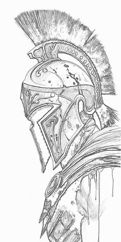 a drawing of a spartan helmet