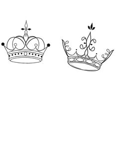 two crowns are shown in black and white