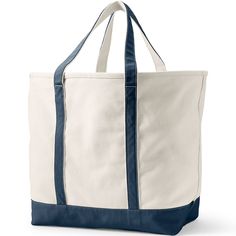 A good bag just makes life easier. Something strong well-made and spacious will come in handy when you're making a run to the library packing up your knitting or just shopping for groceries. After all you don't want to cram a purse full of heavy books. Enter the Lands' End canvas tote. Made from pure cotton this bag will last through all of life's adventures. It can hold up to 500 pounds - we've tested it just to make sure - so it can handle your makeup sweater and lunch without breaking a sweat Practical Rectangular Bag With Reinforced Handles, Large Practical Canvas Bag, Large Canvas Bags With Reinforced Handles, Practical Canvas School Bag With Reinforced Handles, Practical School Canvas Bag With Reinforced Handles, Practical Rectangular Canvas Bag With Reinforced Handles, Fabric Tape, Best Bags, By Your Side