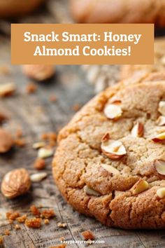 A close-up image of freshly baked honey almond cookies on a rustic wooden table. Healthy Honey Cookies, Honey Almond Cookies, Almond Flour Honey Cookies, Easy Healthy Treats, Honey Oatmeal Cookies, Almond Flour Baking, Granola Cookies, Healthy Oatmeal Cookies