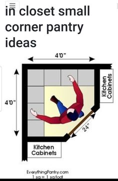 the diagram shows how to fit in closet small corner pantry ideas