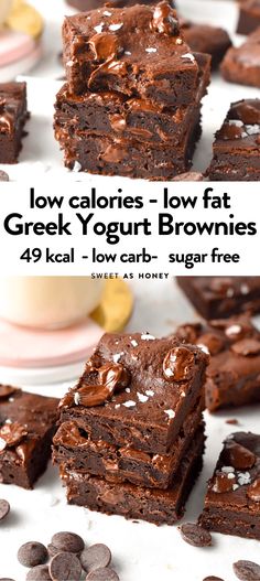 Low Calorie Brownies, Low Calorie Baking, Low Cal Dessert, Healthy Greek Yogurt, Chewy Brownies, Greek Yogurt Recipes