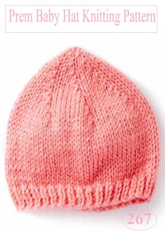 a pink knitted hat with the words baby knitting pattern on it