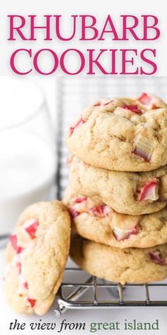 a stack of cookies sitting on top of a cooling rack