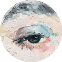 a painting of an eye in pastel colors