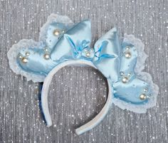 "Crush" BLUE~ Mouse EARS Headbands  ✨️ Fabric Mouse Ears (Minnie Ears) ✨️ Comfortable for All day wear! ✨️ 1" wide, comfy headband, lined with soft, crushed velvet, which helps keep your "EARS" in place! ✨️Fits most 3 year olds - up to adult size. ✨️ Great Quality fabrics and materials! 💫 Note:  The fabric on the EARS and headband is machine and hand sewn, allowing them to last for years to come! 💛All our EARS are handmade by me!  I take extra time to machine and hand sew each and every pair! ❤️ Note:   *Please keep in mind that Colors may vary slightly due to phones/computer screens. *Our "EARS" may vary slightly in fabric patterns as well, making each pair "one of a kind" in their own unique way! *All our "EARS" are made using non water proof  fabric and should be handled with care.  T Cute Headband For Costume Party, Cute Blue Hair Accessories For Party, Cute Blue Party Hair Accessories, Cute Blue Headband For Gift, Cute Blue Hair Accessories For Gift, Cute Blue Hair Accessories For Gifts, Fabric Mouse, Coquette Kawaii, Blue Mouse