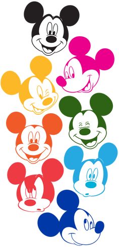 mickey mouse faces in different colors