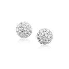 Buy LOVCIA Luxury 14k Yellow Gold White Crystal Ball Stud Earrings (8mm) Crystal Ball Earrings, Ball Stud Earrings, White Tone, Stud Style, Ball Earrings, White Crystals, Round Stud Earrings, Healing Jewelry, Gold Earring