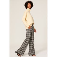 Multicolor plaid & check wool (63% Viscose, 36% Polyester, 1% Elastane); Lining (100% Cotton). Pants. Front zipper closure. Imported. Wool Plaid Pants, Plaid Flared Pants, Fitted Plaid High-waisted Pants, Free People Plaid Pants, Trendy Non-stretch Plaid Bottoms, Tanya Taylor, Fall Essentials, Plaid Pants, Rent The Runway