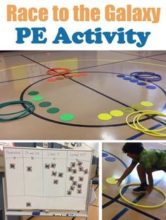 an activity for kids to play with the galaxy pegs and circles on the floor