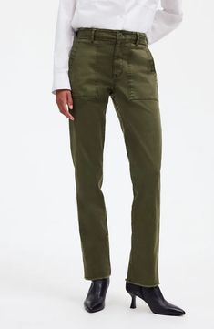 Madewell Garment Dyed Slim Straight Leg Utility Pants | Nordstrom Midweight Straight Leg Utility Bottoms, Spring Utility Full-length Pants, Fitted Mid-rise Utility Pants, Green Straight-leg Utility Pants, Utility Straight Leg Pull-on Pants, Pants Nordstrom, Utility Pants, Ankle Pants, Madewell