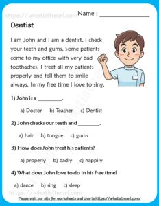 a worksheet for dental hygiene with an image of a man holding his fist up