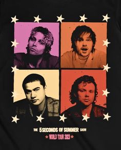 an image of three men on a black shirt that says the seconds of summer show