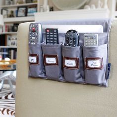 TV Remote Organizer - Great Useful Stuff Remote Organizer, Tv Remote Holder, Remote Organization, Remote Caddy, Remote Control Organizer, Sofa Armrest, Remote Control Holder, Remote Holder, Sofa Ideas