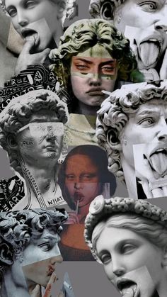 an artistic collage with many different faces