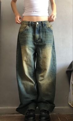 Vintage Baggy Straight Leg Jeans, Dream Clothes Aesthetic, Grunge Denim Straight Leg Pants, Baggy Cotton Grunge Jeans, Washed Denim Grunge Pants, Thrift Baggy Jeans, Cider Clothing, Urban Outfitters Clothes, Baggy Clothes