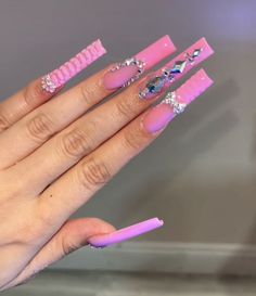 Pink Tip Nails, Nail Goals, Long Acrylic Nail Designs, Colored Acrylic Nails, Work Nails, French Tip Acrylic Nails, Short Square Acrylic Nails, Coffin Shape Nails, Long Acrylic Nails Coffin