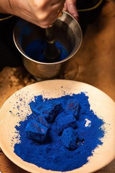 a natural lightening powder Moroccan Beauty Products, Blue Aesthetic Things, Emirati Design, Moroccan Pottery, Indigo Plant, Morocco Design, Natural Indigo Dye, Modern Society, Moroccan Blue