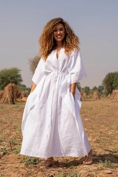 Long White Linen Kaftan Dress Lined Maxi Waist Tie Casual - Etsy Plus Size Resort Wear Outfits, Linen Kaftan Dress, Plus Size Resort Wear, Linen Dresses Summer, Casual Gowns, Linen Kaftan, White Kaftan, Long Kaftan, White Linen Dresses