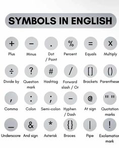 symbols in english are displayed on a white background