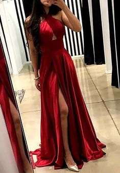 Women's A-Line Halter Evening Party Gowns Sleeveless Formal Prom Dresses Long A472 on Storenvy Vestidos Maxi, Cheap Prom Dresses Long, Dress Display, Evening Party Gowns, Long Prom Dresses, Red Prom, Custom Size Dresses, A Line Prom Dresses, Linnet