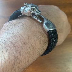 Used Good Condition Effy Men's 925 Sterling Silver And Genuine Italian Leather Bracelet Mens Accessories Jewelry, Italian Leather, Leather Bracelet, Mens Accessories, 925 Sterling Silver, Man Shop, Bracelet, Sterling Silver, Silver