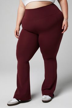 Oasis PureLuxe High-Waisted Kick Flare Fabletics Merlot female Activewear >> Womens >> Bottoms >> Leggings >> Full Length PureLuxe plus Yoga and Studio 4-Way Stretch/Moisture-Wicking/UPF Protection Soft Pants, Kick Flares, Range Of Motion, Active Wear For Women, Oasis, Stretch Fabric, Womens Bottoms, Soft Fabrics, Full Length