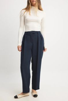 Tapered High Waist Suit Pants Blue | NA-KD High Waist Pantsuit With Belt Loops For Office, Tailored High Waist Pantsuit With Belt Loops, Tailored High Waist Pantsuit For Workwear, High-waisted Dress Pants With Belt Loops For Work, High Waist Pantsuit With Belt Loops For Work, High Waist Workwear Bottoms With Pressed Crease, High Waist Bottoms With Pressed Crease For Work, High-waist Bottoms With Pressed Crease For Work, High Waist Pants With Pressed Crease For Work