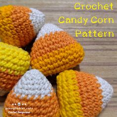 crochet candy corn pattern on wooden table