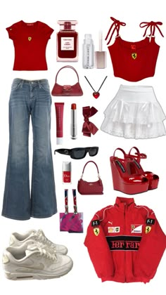 Formula One Outfit, Outfits For Chicago, Ferrari Clothes, F1 Clothes, F1 Wag Aesthetic, F1 Journal, F1 Fashion