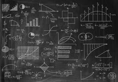 a blackboard with many diagrams and graphs on it stock photo - 138897