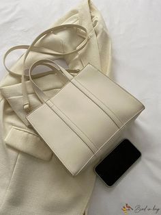 BirdinBag - Stylish Beige Double Handle Medium Square Bag with Minimalist Design Minimalist Accessories, Commuter Bag, Leather Handbags Women, Casual Tote, Square Bag, Haiti, Honduras, Minimalist Design, Bags Women