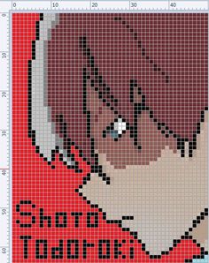 a cross stitch pattern with the image of a man's face in red and black