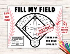 a baseball field with the words, fill my field and instructions for how to use it