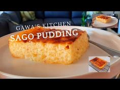 gawa's kitchen sago pudding recipe on a white plate with silverware