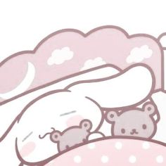 there is a drawing of two teddy bears sleeping in bed