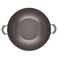 an empty frying pan with two handles on a white background for use in cooking