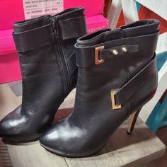 Guess Heeled Boots - Standa Size 8 I Have The Box Leather Boots Office Boots With 4-inch Heel And Round Toe, Guess Heels, Guess Shoes, Boots Leather, Shoes Heels Boots, The Box, Women's Boots, Shoes Women Heels, Leather Boots