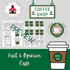 Use in centers or as a worksheet to have students differentiate between a fact or an opinion. Students will match the Fact/Opinion "sleeves" to the correct cups. A cute center activity would be to laminate and glue these to real coffee cups and sleeves for students to actually put together! Check out my Star"Books" Cafe Book Review resource as well! Fact And Opinion, Real Coffee, A Worksheet, My Star, Activity Centers